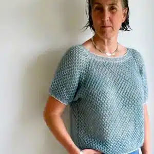 Mermaid Queen strikket i Garnfryds Tencel S og Garnfryds Silkemohair. Opskriften er designet af Lisa Renner fra Pure Knit & Purl